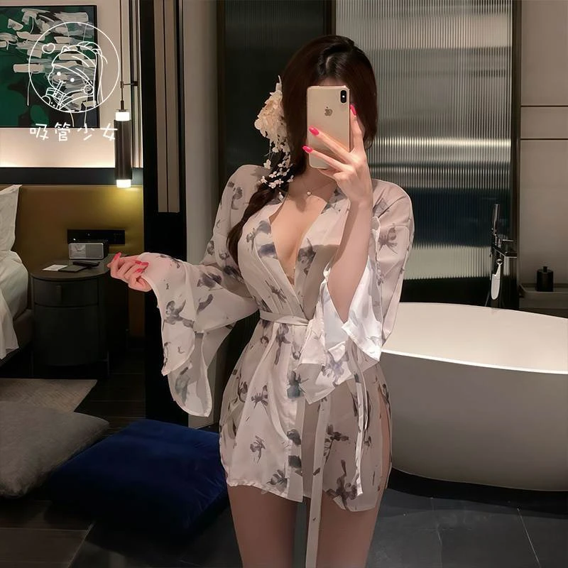 紫色诱惑约会战袍性感睡衣成人qqny免脱蕾丝网纱吊带睡裙