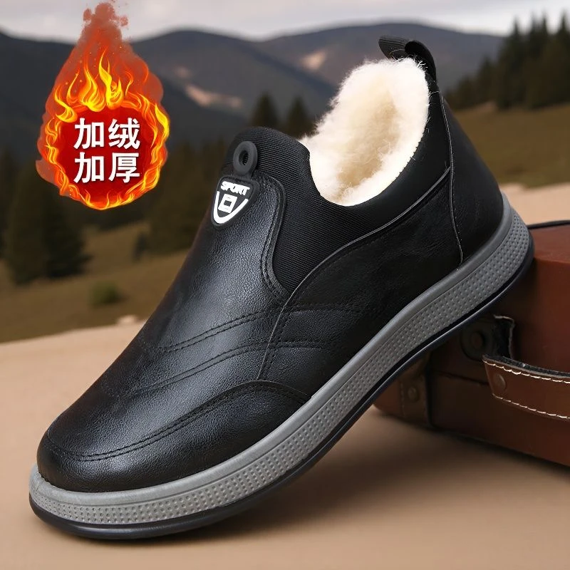 防滑中老年老人鞋老北京布鞋秋冬一脚蹬保暖爸爸二棉鞋鞋子冬季男