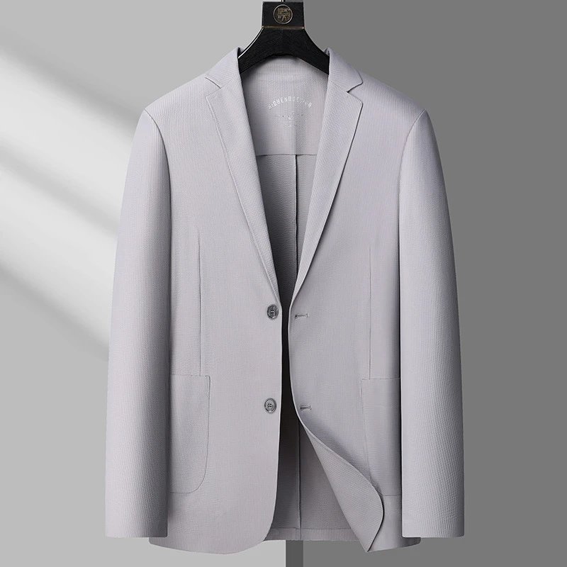 高端轻奢级大码休闲西服男士外套夏装宽松胖子特大号商务西装薄款