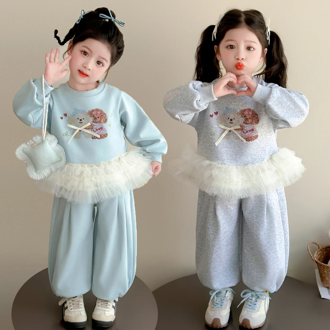 女童套装洋气甜美卡通儿童休闲卫衣两件套女孩宝宝春秋装2025新款