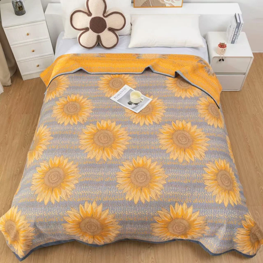 【欣欣向荣】  轻奢纱布棉多功能床盖纱布盖毯2/2.3柔软透气