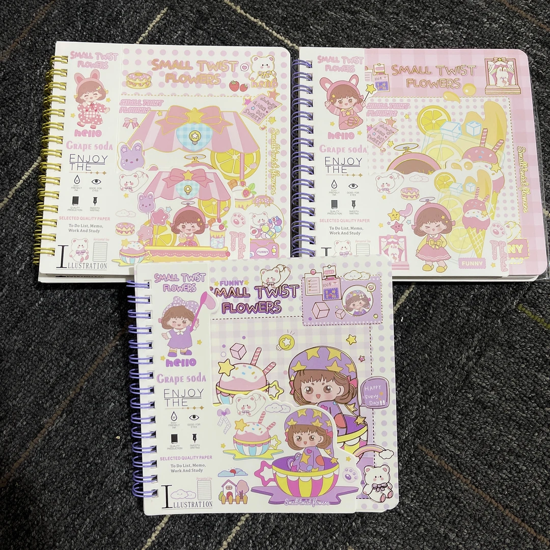 3本【封面不挑】卡通笔记本记事线圈本手账本k320