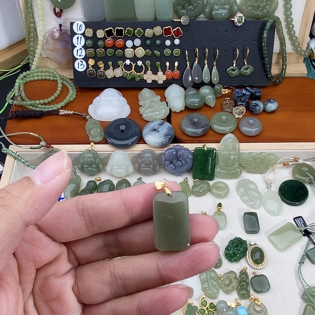 和田玉银S925镶嵌吊坠(不含链)