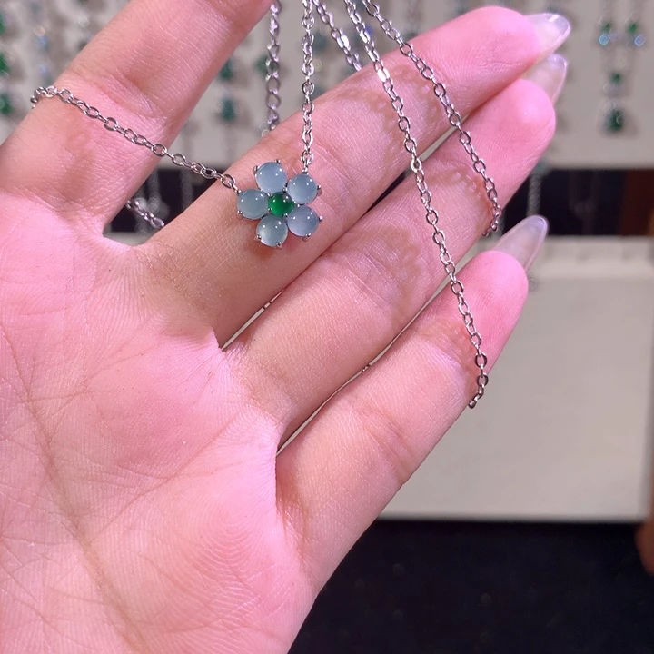 翡翠银S925镶嵌颈饰162蓝