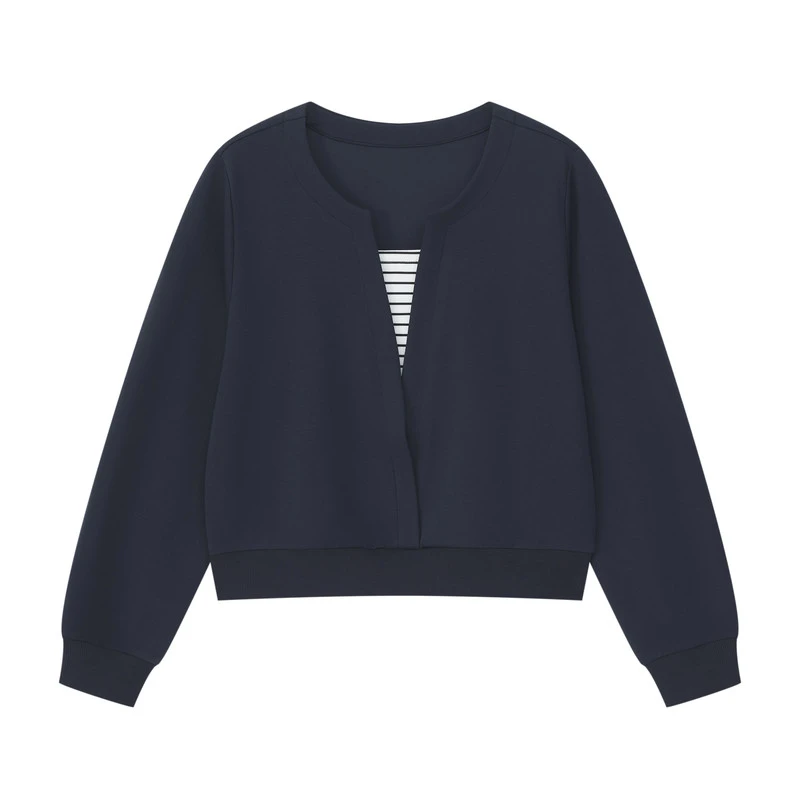 【现现清仓】芮鸽大码女装藏青色条纹卫衣女