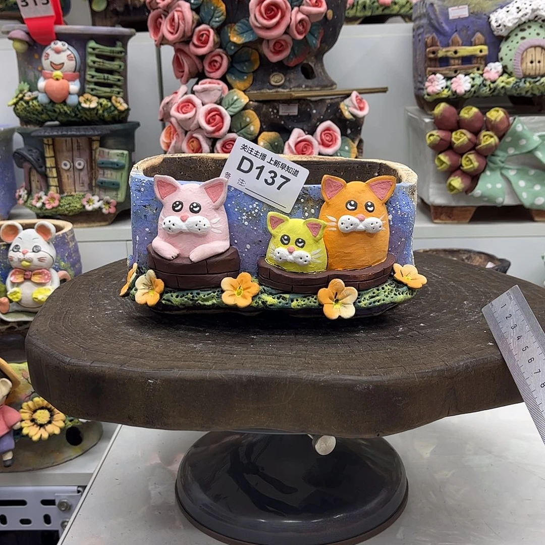 花盆137白狐花盆手捏