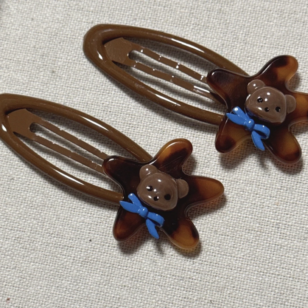 花花家韩系原创玳瑁色小熊一对秋季新款