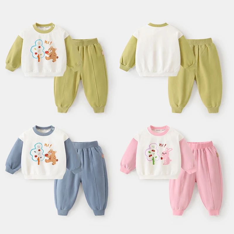 【现货】女童宝宝卫衣裤子套装秋装春秋男童儿童两件套衣服Y9757