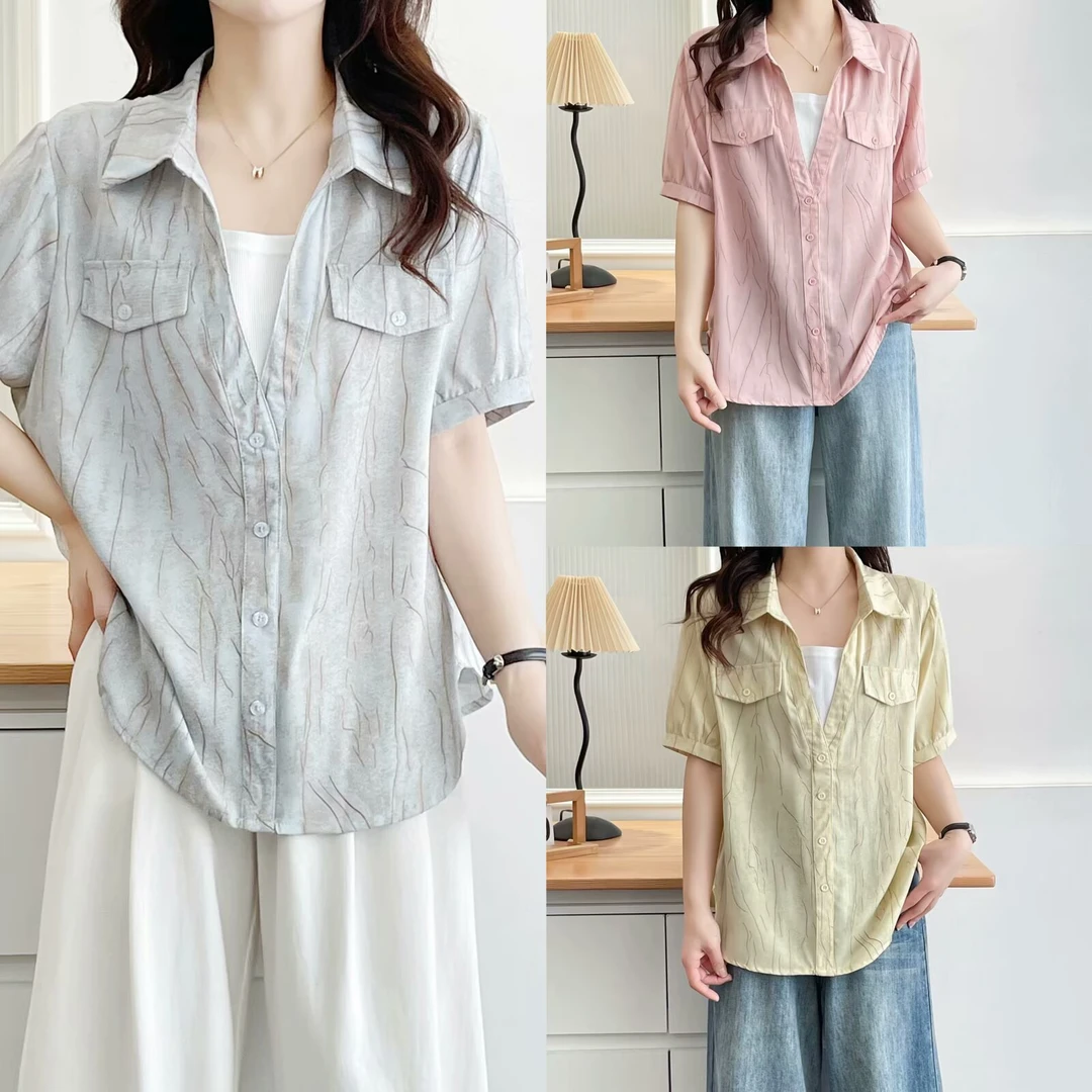 洋气独特别致上衣胖mm夏季大码遮肚子显瘦假两件拼接衬衫2525-1