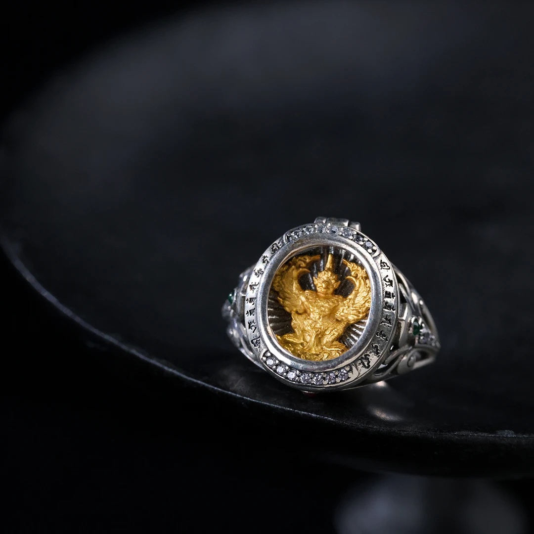 925银戒指 【思嘉】高歌 ·大鹏鸟扶摇双色戒指 | 多样性发一 AA0433