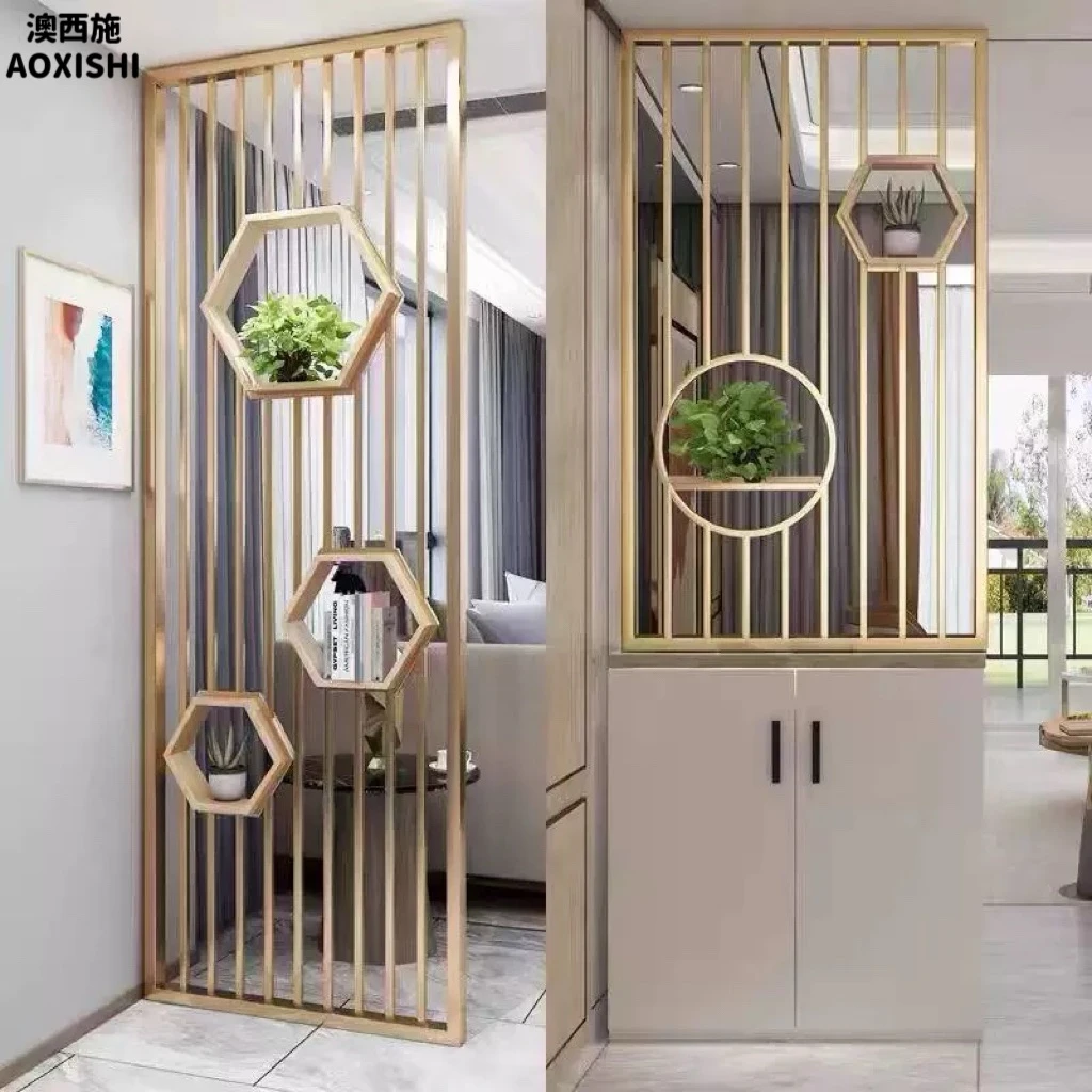 澳西施屏风隔断简约创意新款入户玄关铁艺装饰架客餐厅置物架