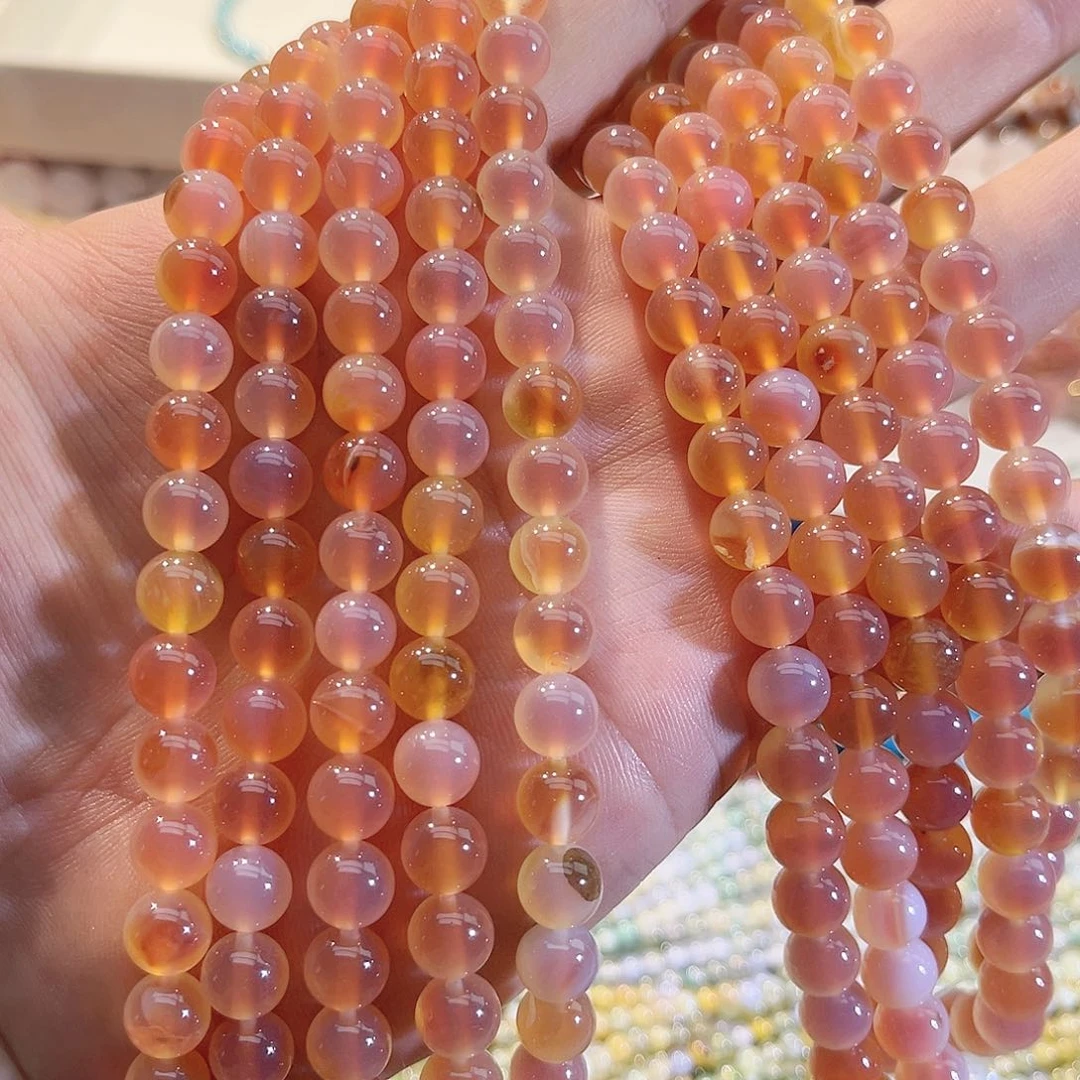 玛瑙/玉髓合金珠宝半成品溏心玛瑙一条8mm