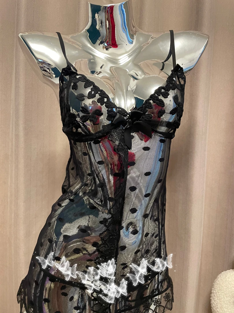 波点【80-160】波点可爱吊带睡裙女夏款网纱高级感网红蕾丝时尚