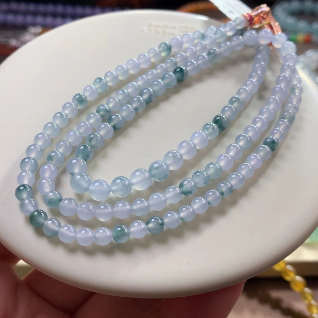 翡翠未镶嵌颈饰翡翠冰胶底紫飘蓝花卡4.30～5.70+