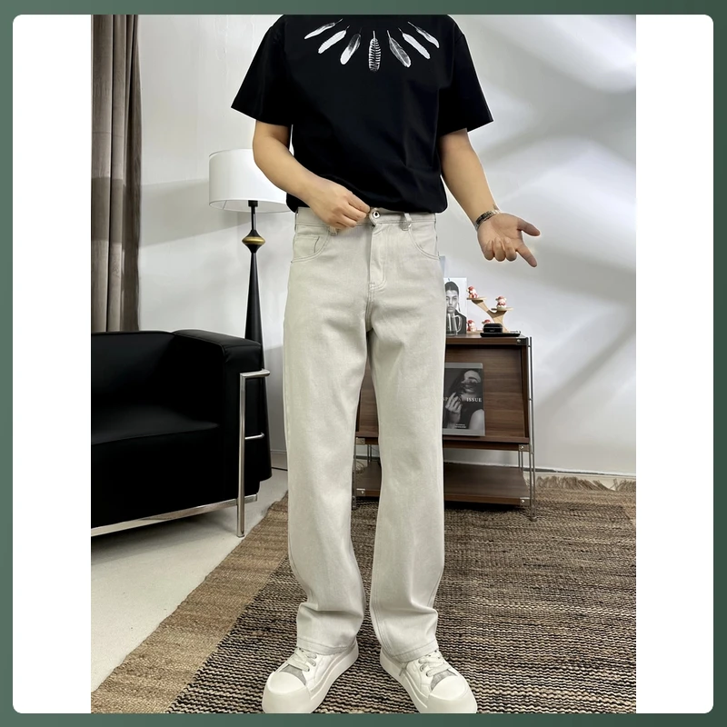 夏季薄款男士轻奢弹力牛仔裤高档YKK裤链简约时尚百搭男款直筒裤