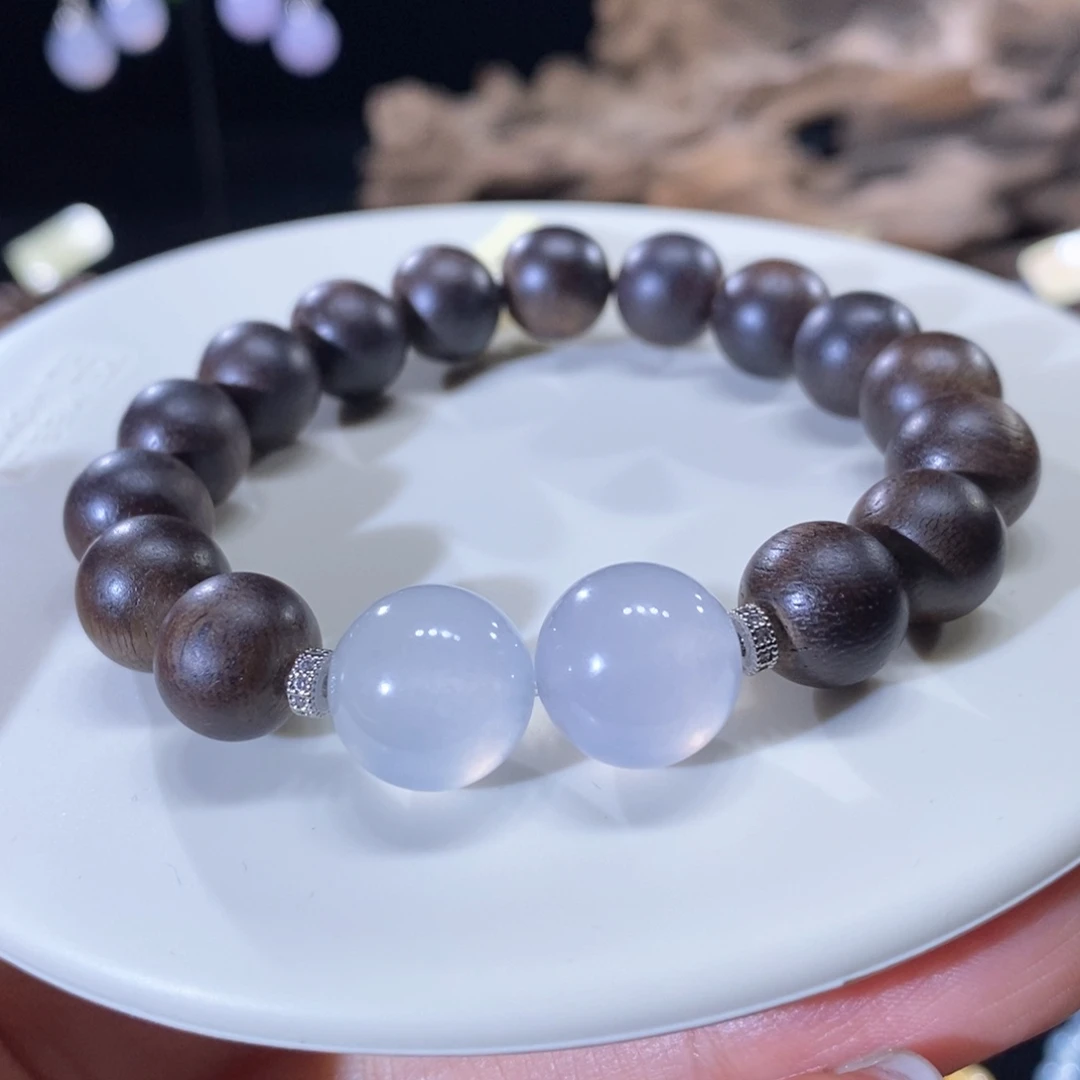 翡翠未镶嵌颈饰翡翠高冰茅台白圆珠手串12+mm