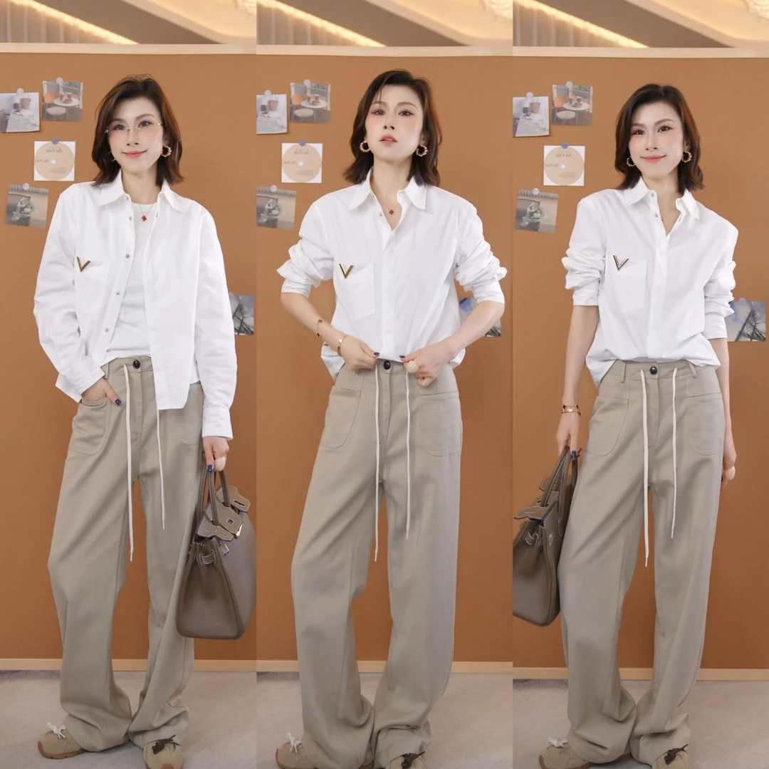 【JJ AREA】娇娇“V标棉衬”新款100棉高级感正肩牛仔衬衣百搭外套