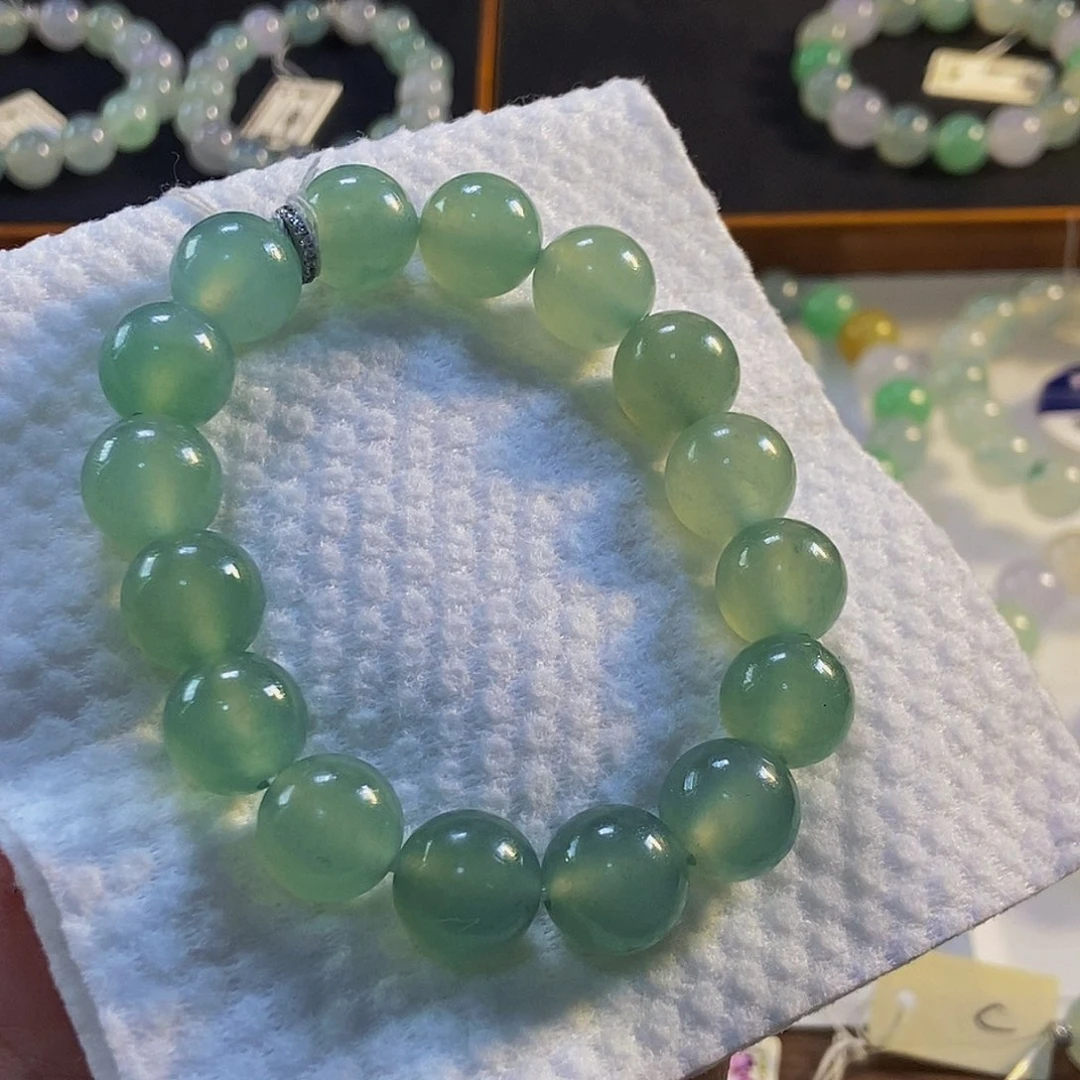 定制翡翠未镶嵌翡翠手串卡12+