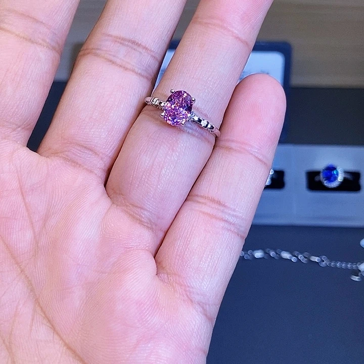 银S925镶嵌碧玺戒指