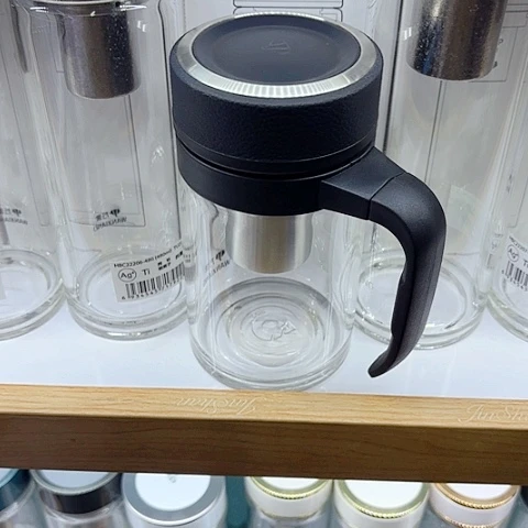 万象玻璃单层皮纹把杯500毫升