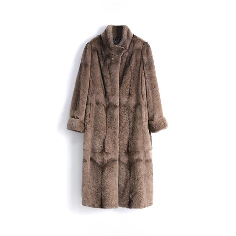 MDL24825轻奢＿进口天鹅绒短二十字水貂长款皮草大衣