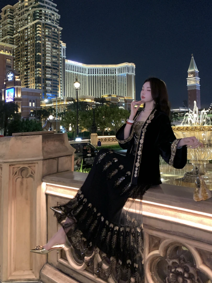 【雅乔定制】孔雀翎外袍丝绒刺绣新中式国风外套女秋DYYY-250751027