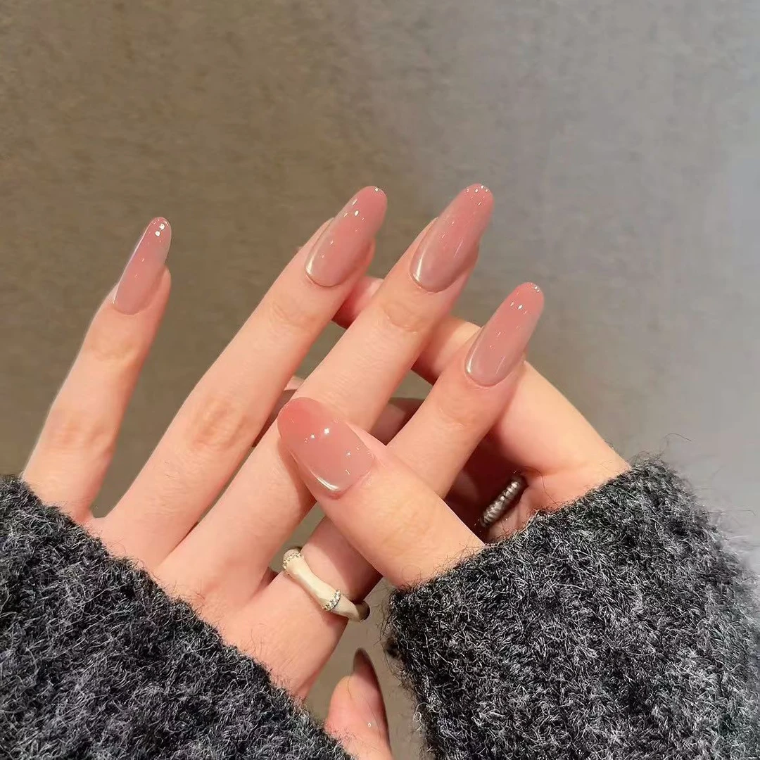 【蜜桃晨露】珊瑚纪显白美甲气质简约纯欲冰透温柔纯手工穿戴甲