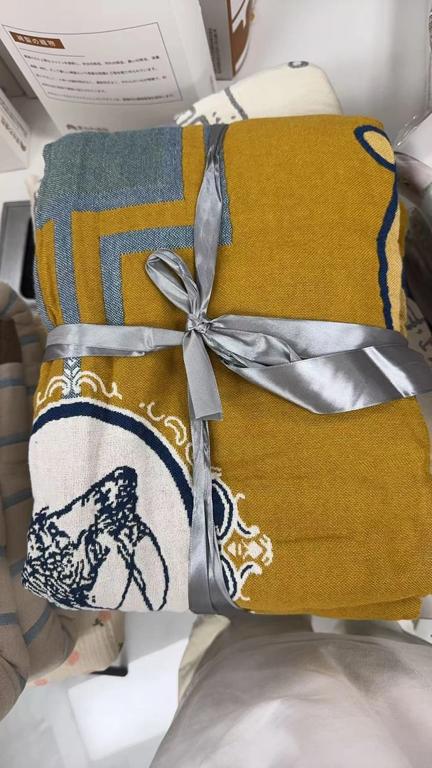 【京かわ会社】多层纯棉毛巾被 200*230cm  黄色马