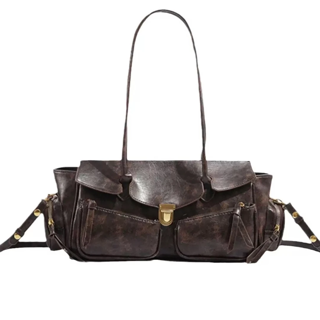 【银角大王】复古辣妹机车风托特包！欧美复古风单肩斜挎包