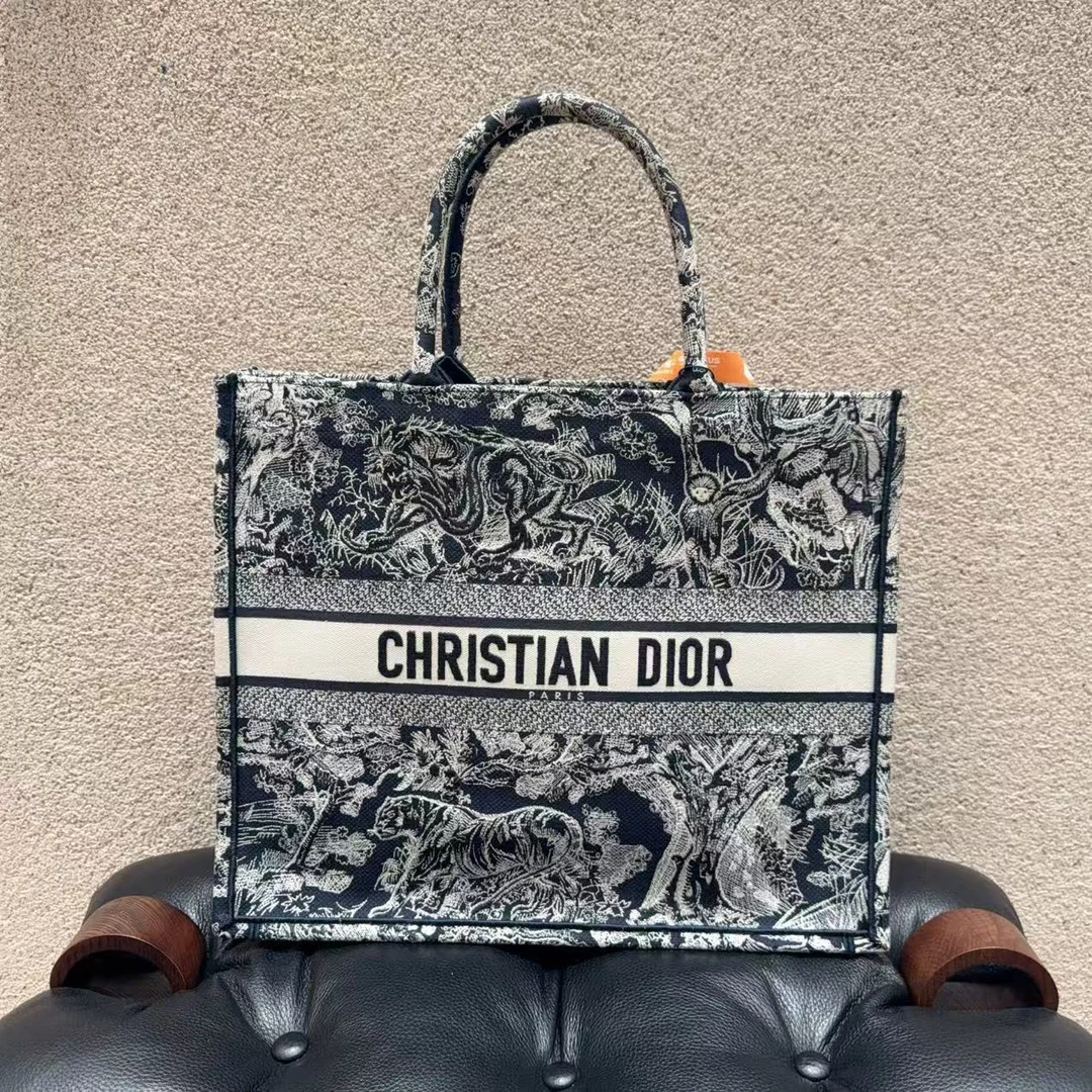 95新 DIOR/迪奥 book tote 手袋 动物园系列蓝色手提托特包