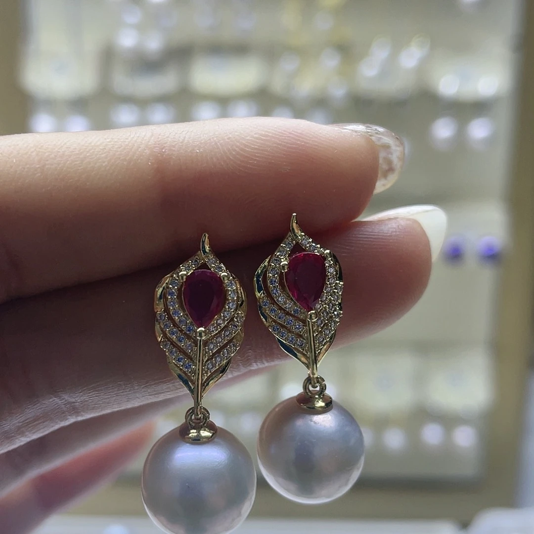 淡水珍珠耳饰银S925镶嵌