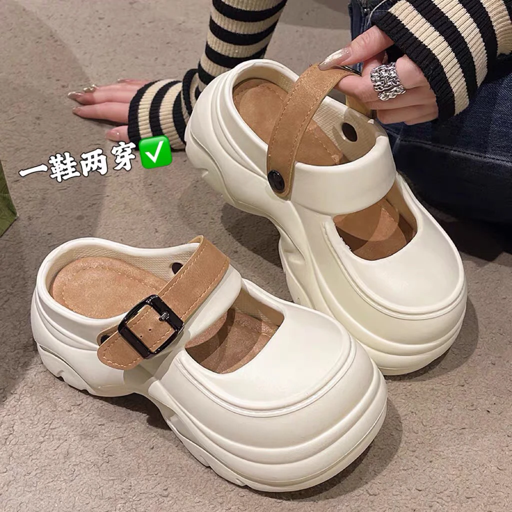 【洞洞鞋】超级好看！厚底增高网红ins外穿防滑eva包头凉拖鞋