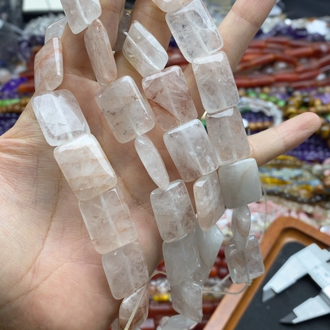 未镶嵌玛瑙/玉髓珠宝半成品一条天然14×20胶花水晶无事牌