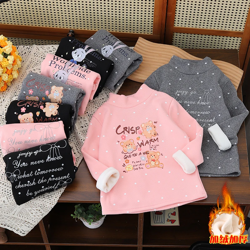 新款秋冬加绒儿童打底衫男女通用冬季打底衫男童童装女孩半高领