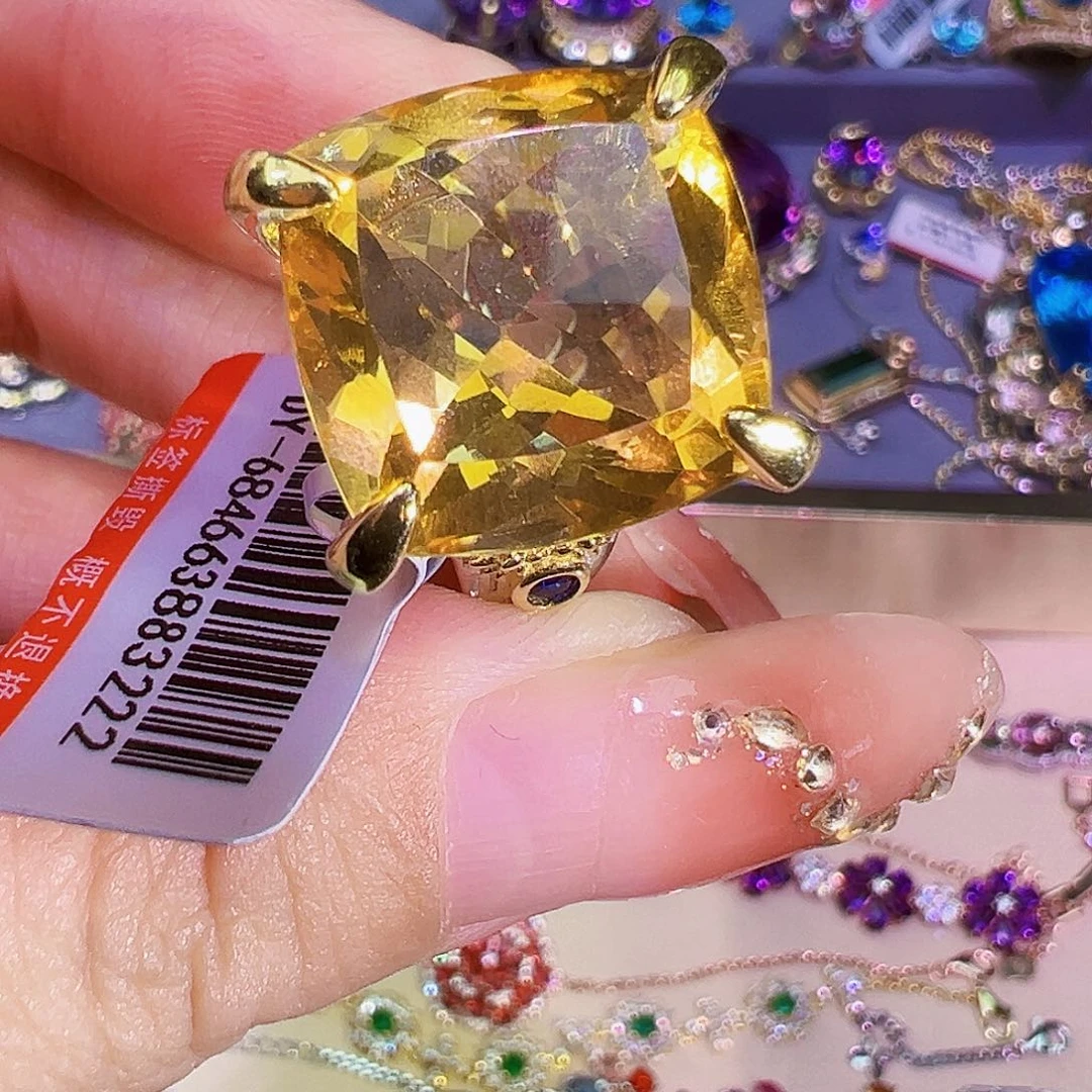 黄晶珠宝半成品银S925镶嵌