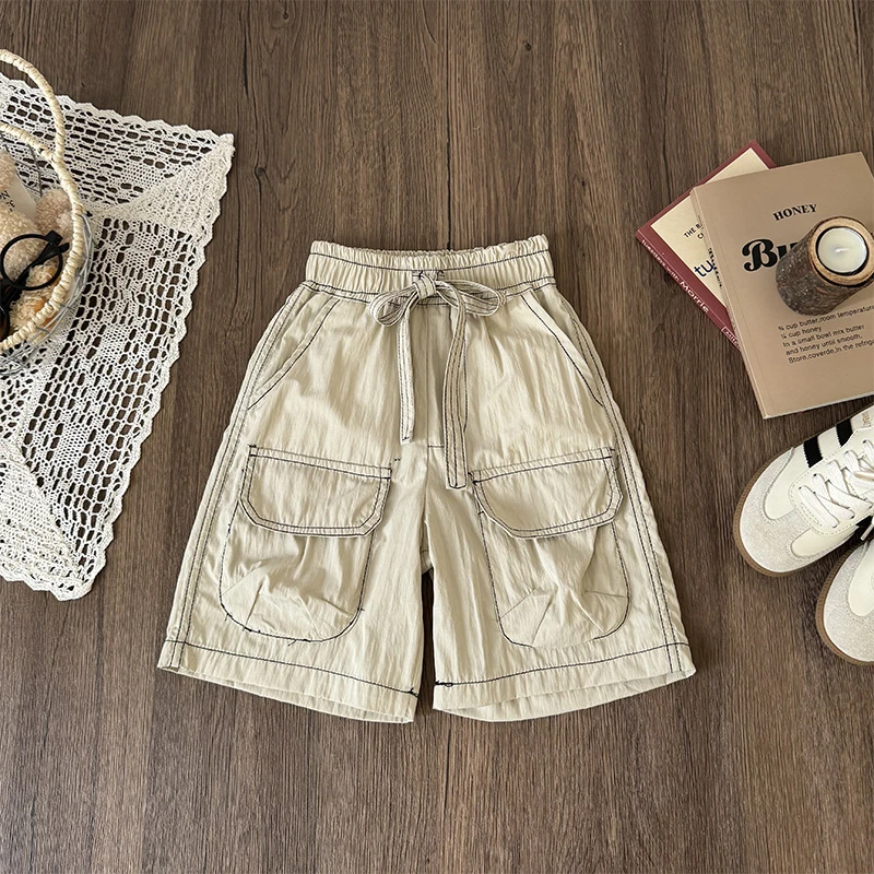 儿童明线短裤2025夏季新款韩版中小男童洋气休闲宽松百搭五分裤潮