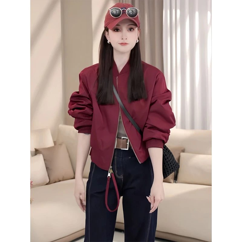 欧货设计感时尚棒球服外套女春季2025新款小个子宽松休闲夹克上衣