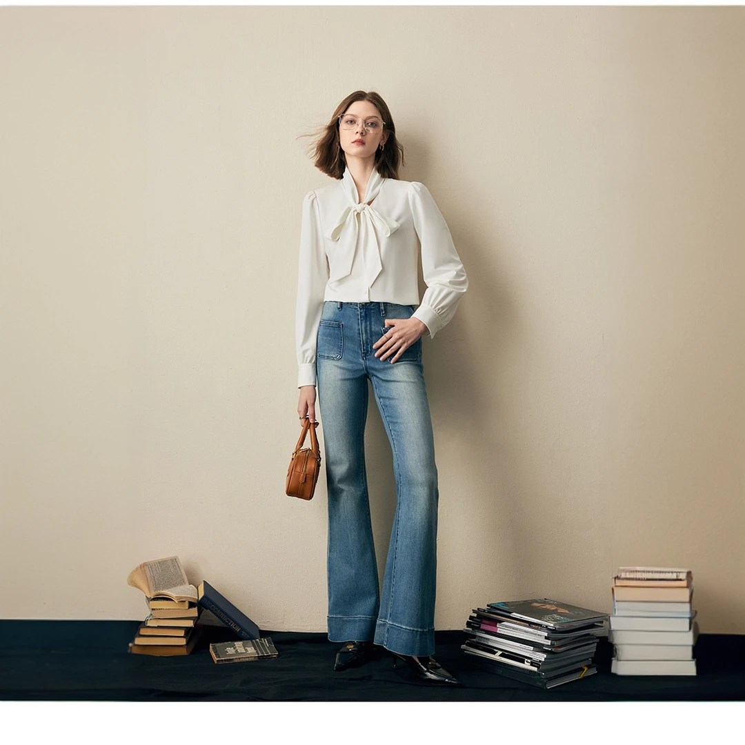 【梦梦专属】法曼萱法式蝴蝶结飘带两穿白色衬衫女2025春上衣