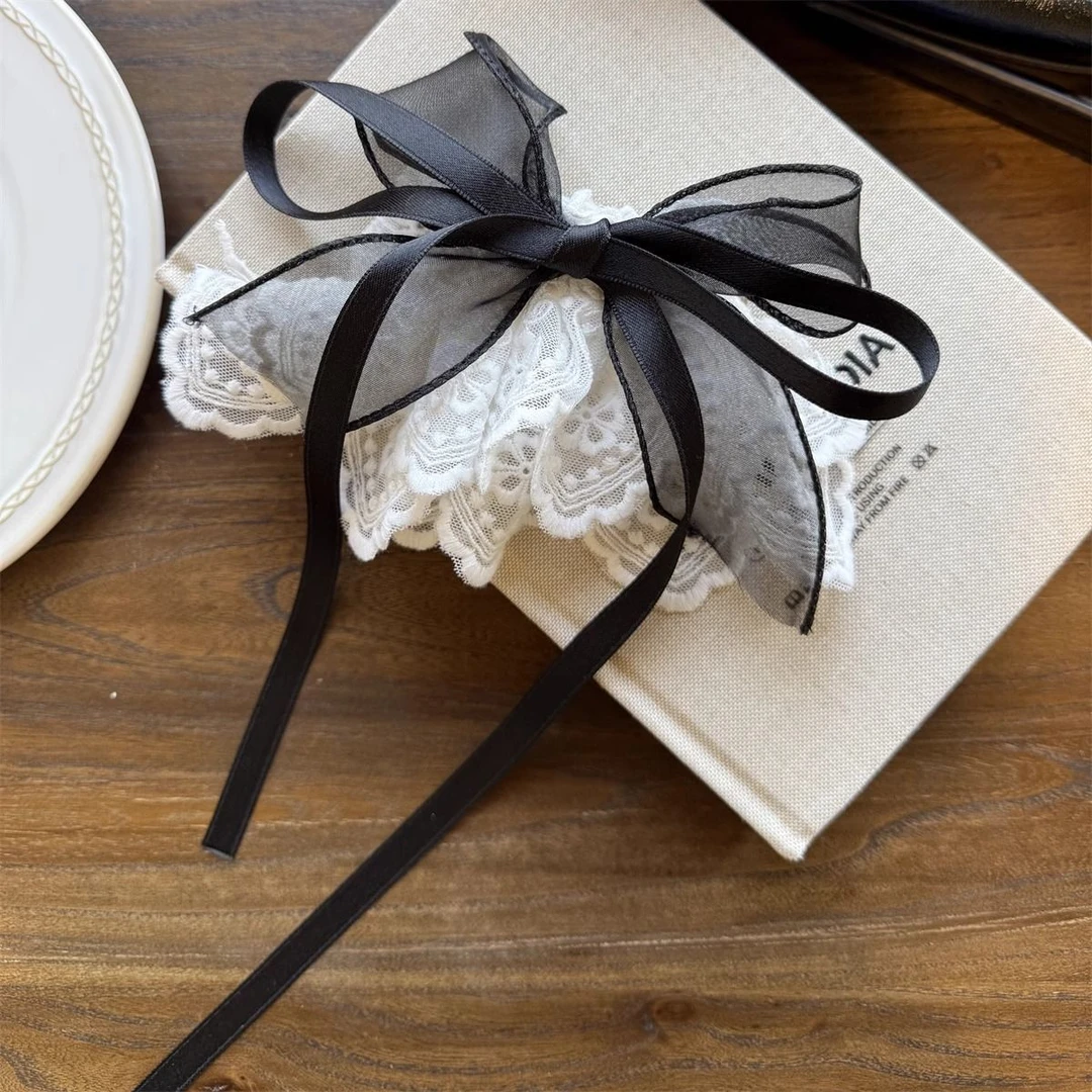 韩国蕾丝裙摆蝴蝶结弹簧夹发夹2025新款法式甜心公主半扎发头饰女