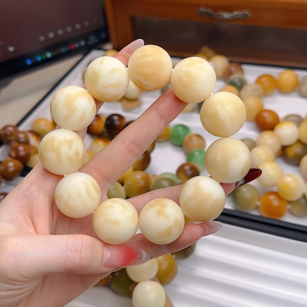 菩提根/象牙果手串小*子卡23干磨圆珠微瑕