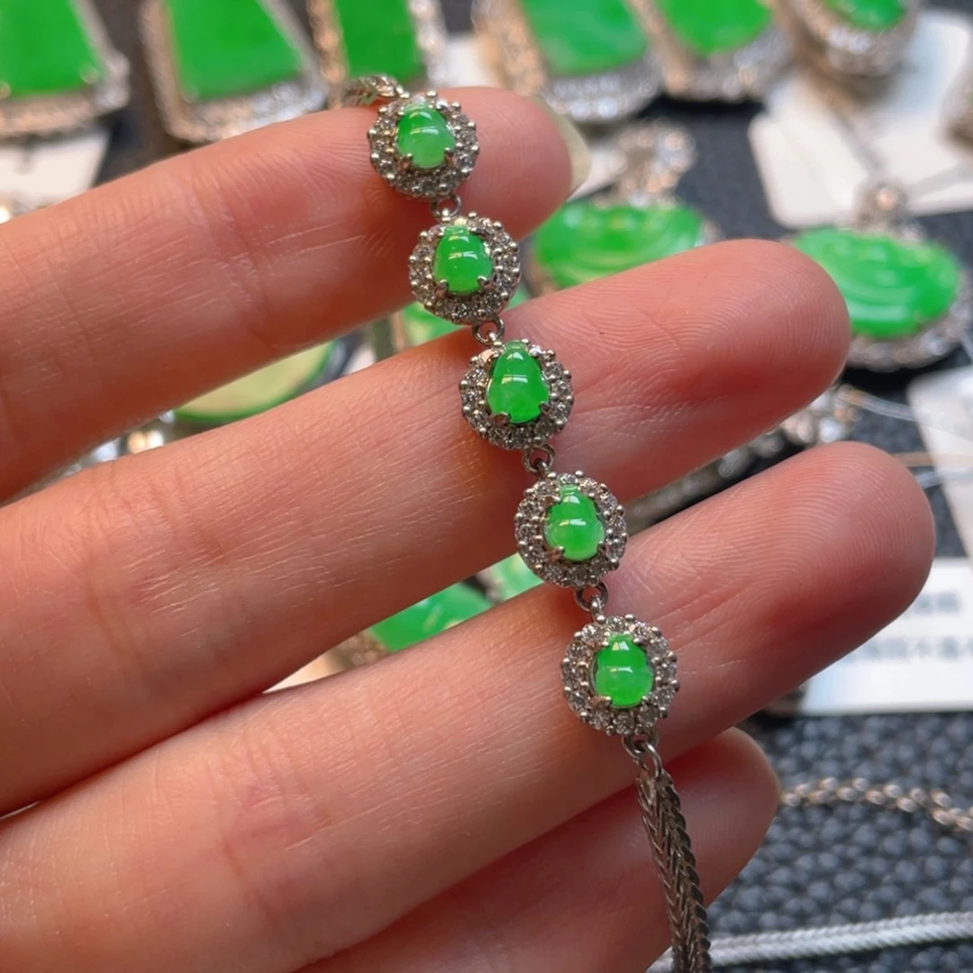 翡翠银S925镶嵌颈饰手链