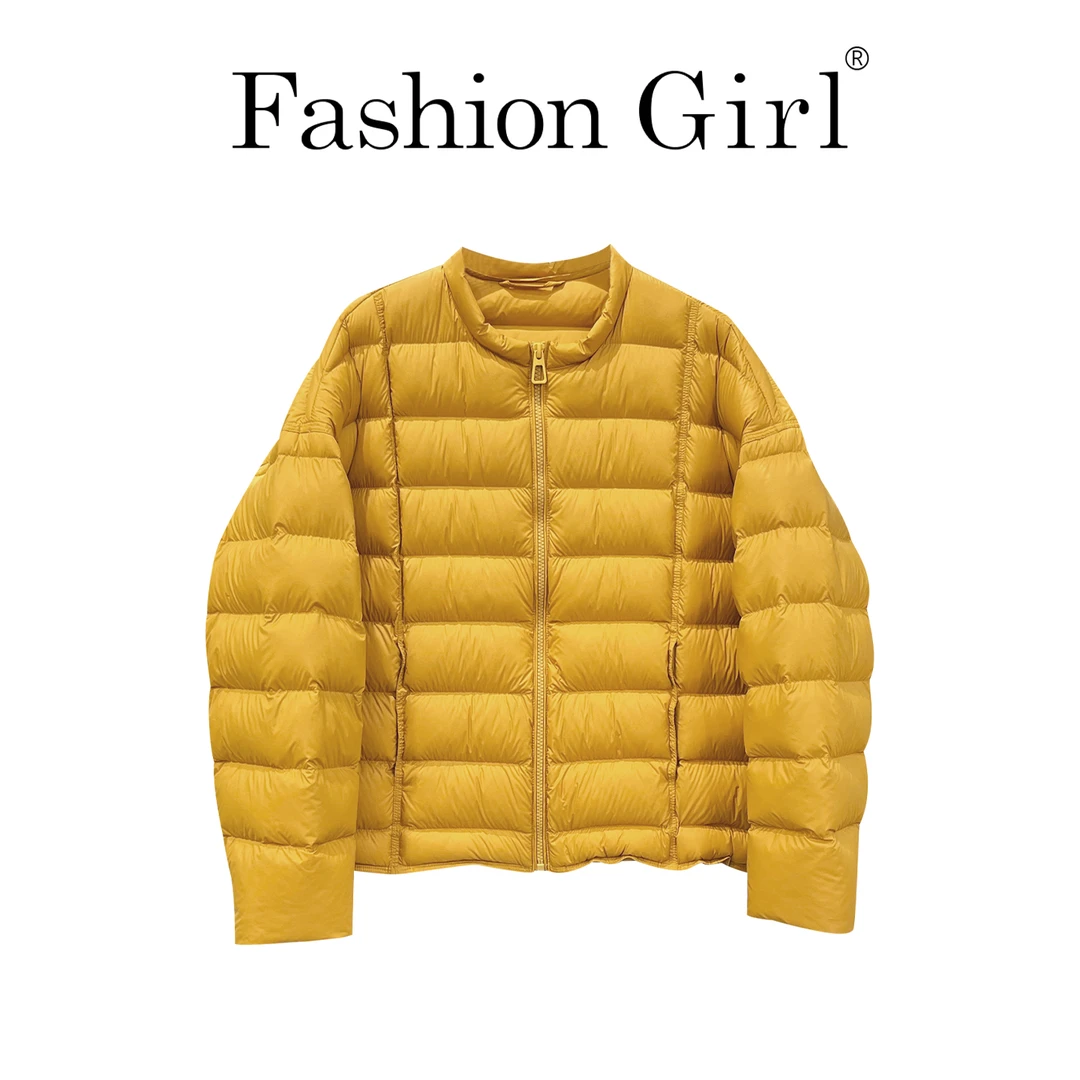 韩版简约黄色轻薄排骨棉服女2025新款超好看小个子洋气棉袄厚外套