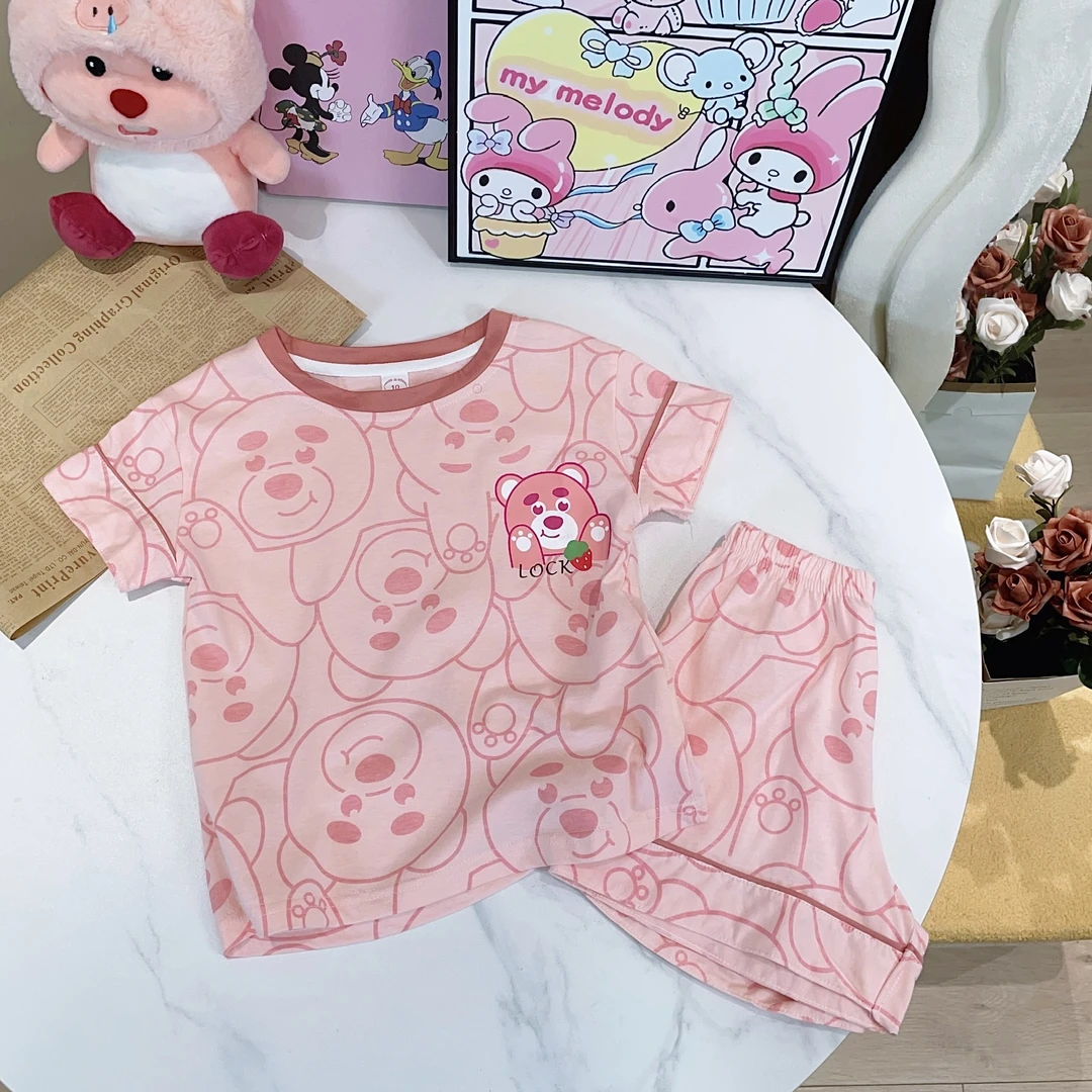 【云感棉】儿童夏季睡衣女孩纯棉短袖卡通家居服中大童薄款套装4021