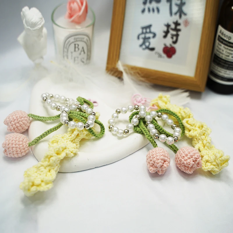 郁金香手机挂件手工钩织手工DIY百搭时尚创意玩偶钩织