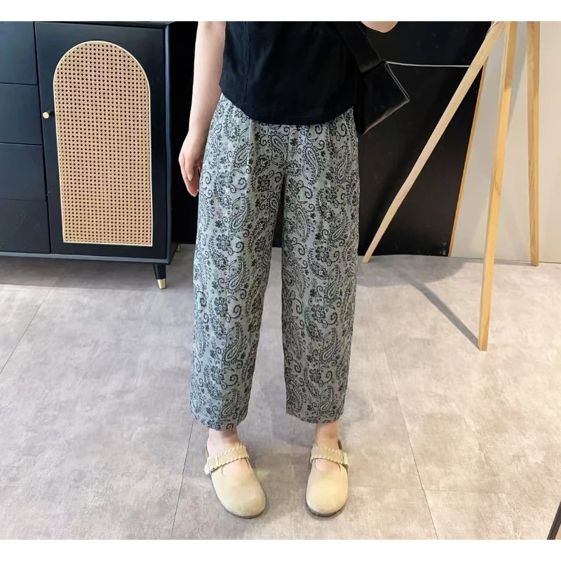 【欧加粒粒】腰果花九分松紧腰香蕉裤~2025夏季薄款休闲舒适KX95020