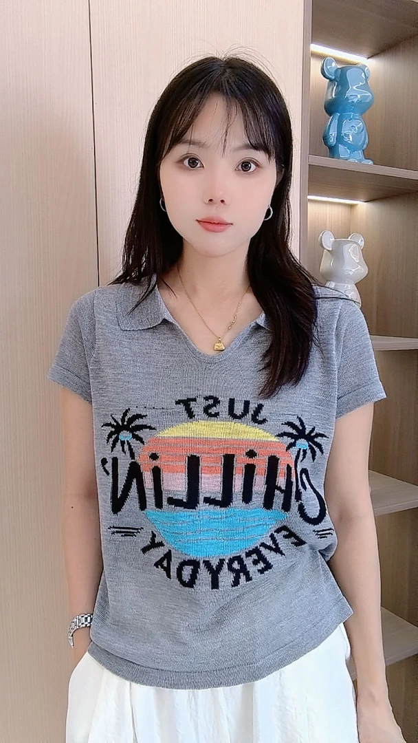 FC001-FC999（嘉嘉）2025年夏新款短袖针织衫时尚百搭女装气质显瘦