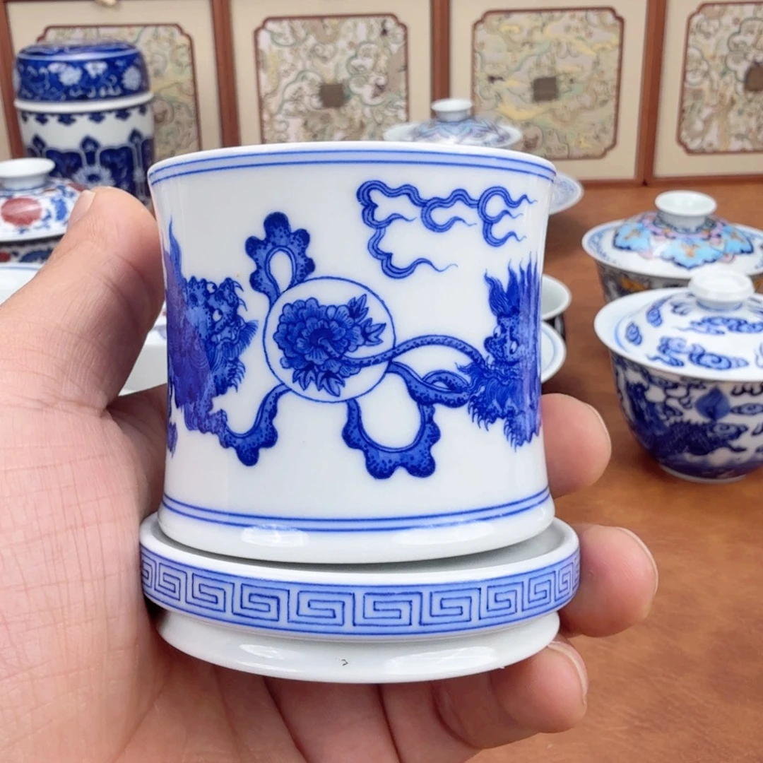 陶摆件青花瓷器单杯