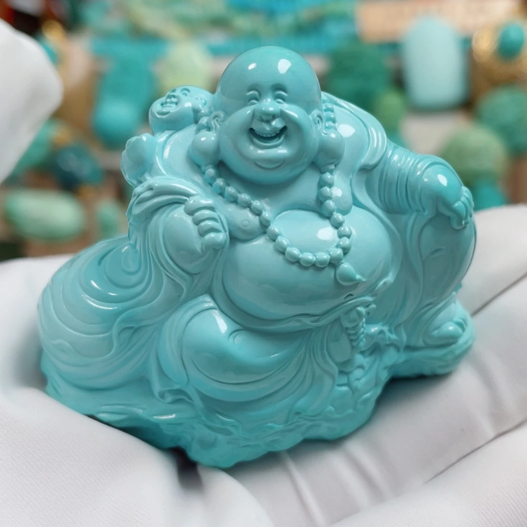 未镶嵌绿松石珠宝奇石童子闹佛
