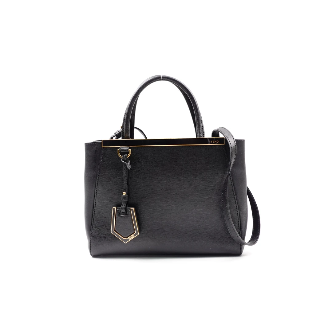 95新 FENDI/芬迪 芬迪 2Jours单肩手提斜跨包黑色/T10156464