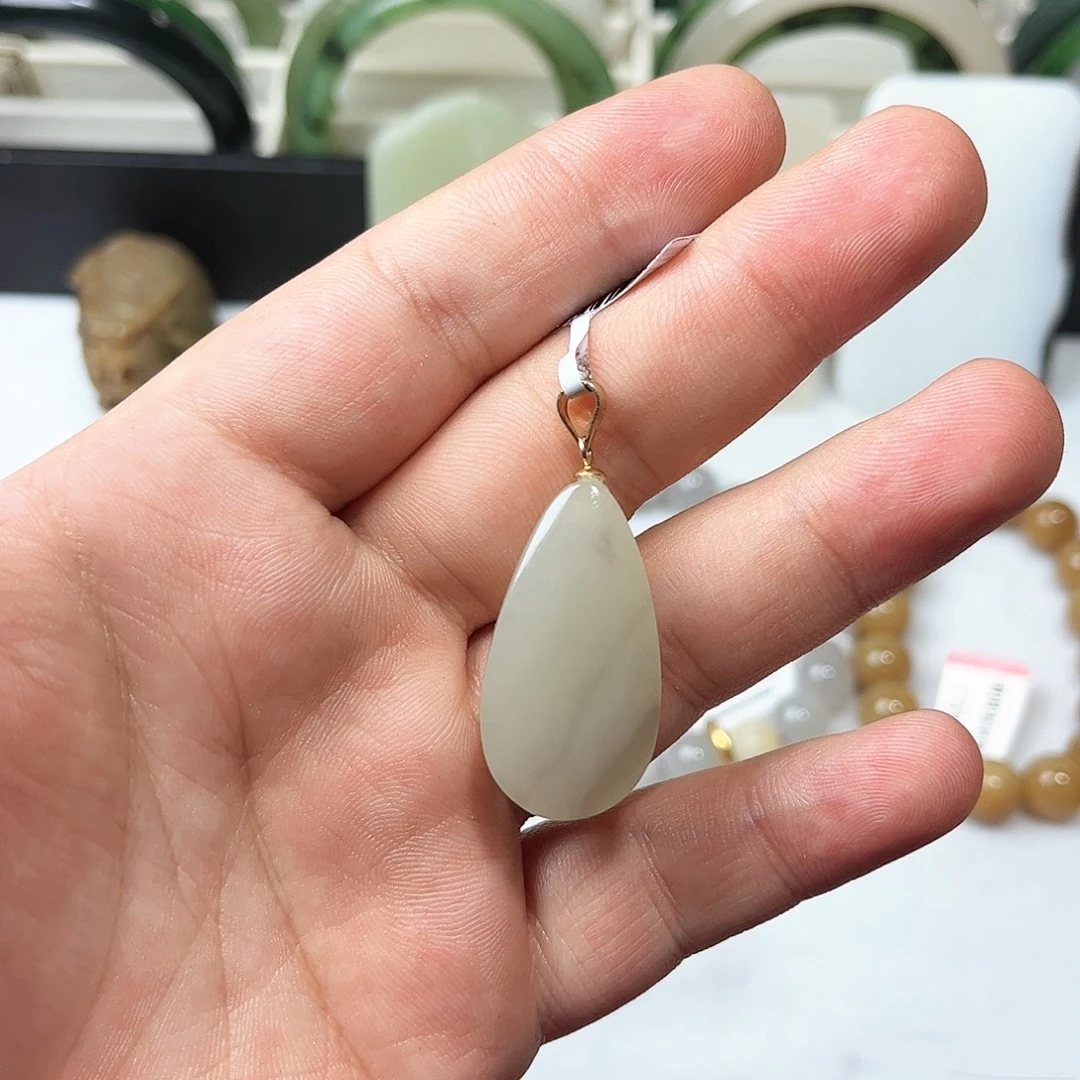 和田玉银S925镶嵌吊坠(不含链)1